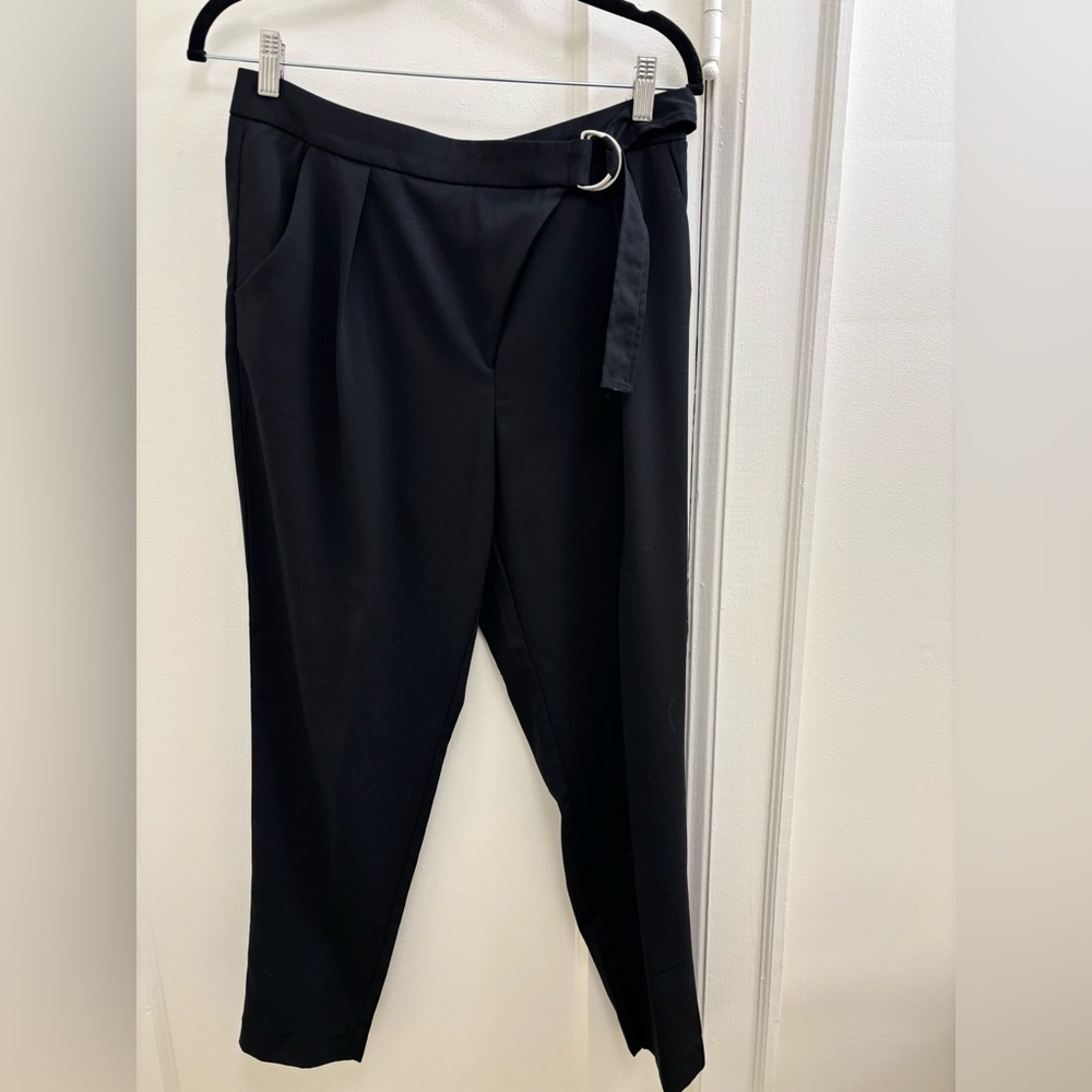 H&M Black Trousers with Belt Detail
